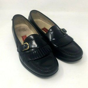 COLE HAAN CITY MENS  BLACK KILTIE BUCKLE LOAFERS